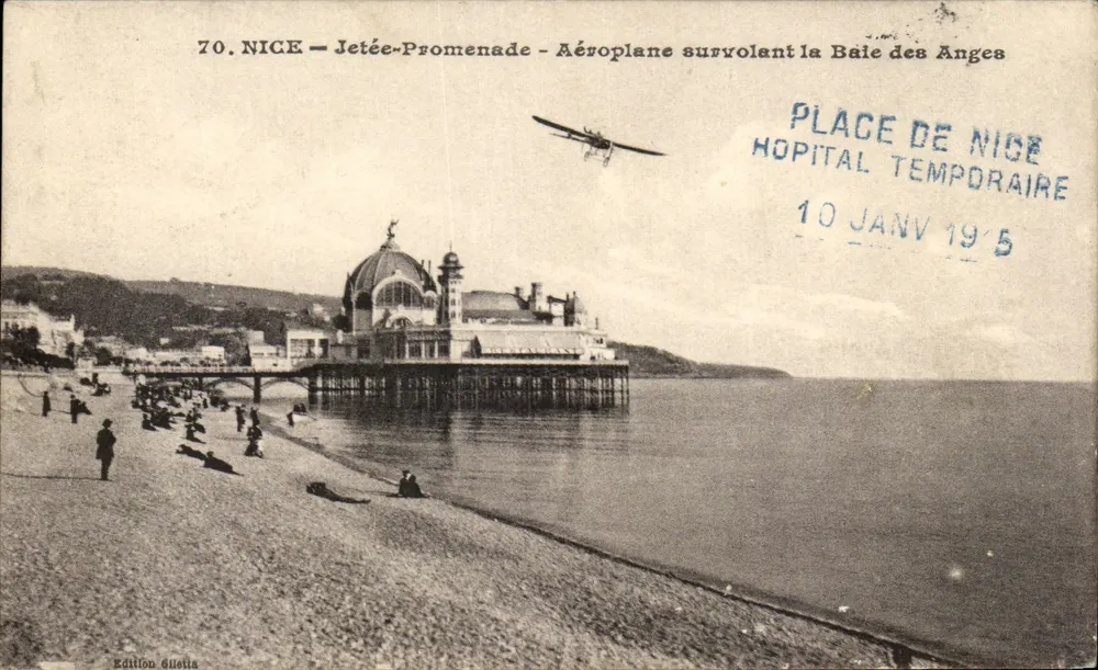 Nice — Hafenpromenade — Flugzeug über die Bucht der Engel — Edition Gilletta, n°70 - Vorderseite