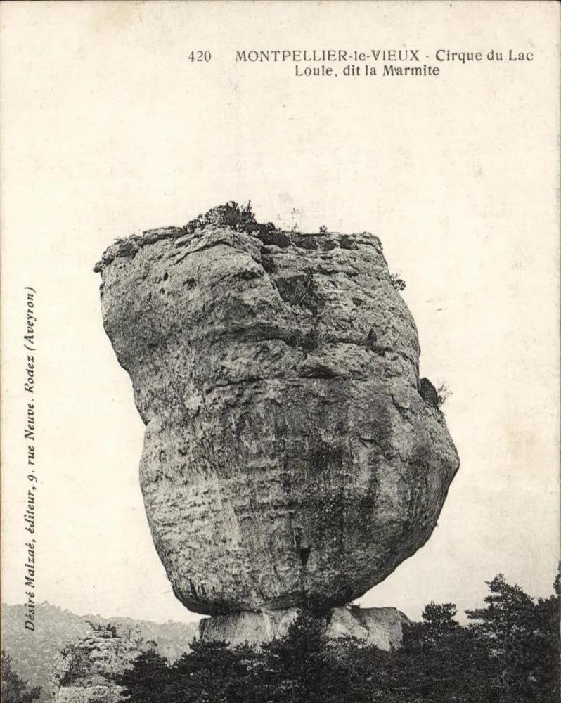 Montpellier-le-Vieux - Ansicht des Cirques des Lac Loule, genannt la Marmite — Désiré Malzaé, Verleger, rue Neuve, Aveyron, n°420 - Vorderseite