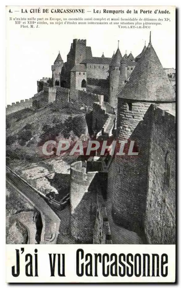 Carcassonne — Die Mauern der Porte d'Aude — Violet-Le-Duc - Vorderseite