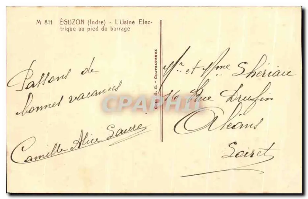 Éguzon (Indre) — Die Elektrizitätsfabrik am Fuße des Staudamms — Grel-G. Chattaigoux - Rückseite