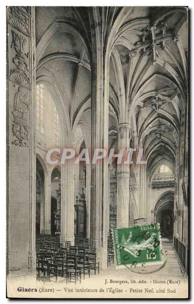 Gisors (Eure) — Innensicht der Kirche - Petite Neuf, Südseite — J. Bourgeix, Buchhändler-Verleger - Vorderseite