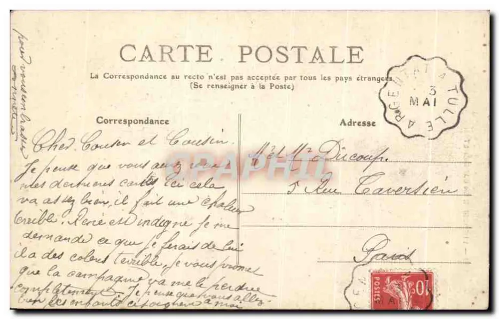 Limousine in Barbichet — Frau in traditioneller Kopfbedeckung mit Gemüsebrett — F.L. Nr. 7 - Rückseite
