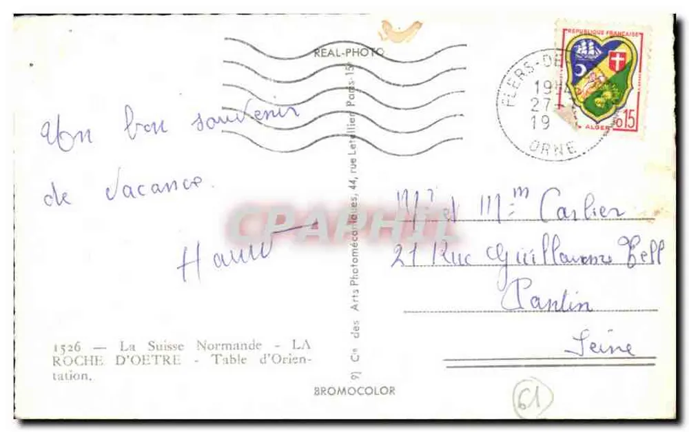 La Roche d'Oetres — Mesa de Orientação — Cap - Verso