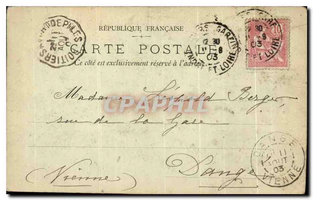 Famille Péréès-Chabot — portrait de groupe en tenue d'époque — éditeur non visible, n° de série non lisible - Rückseite