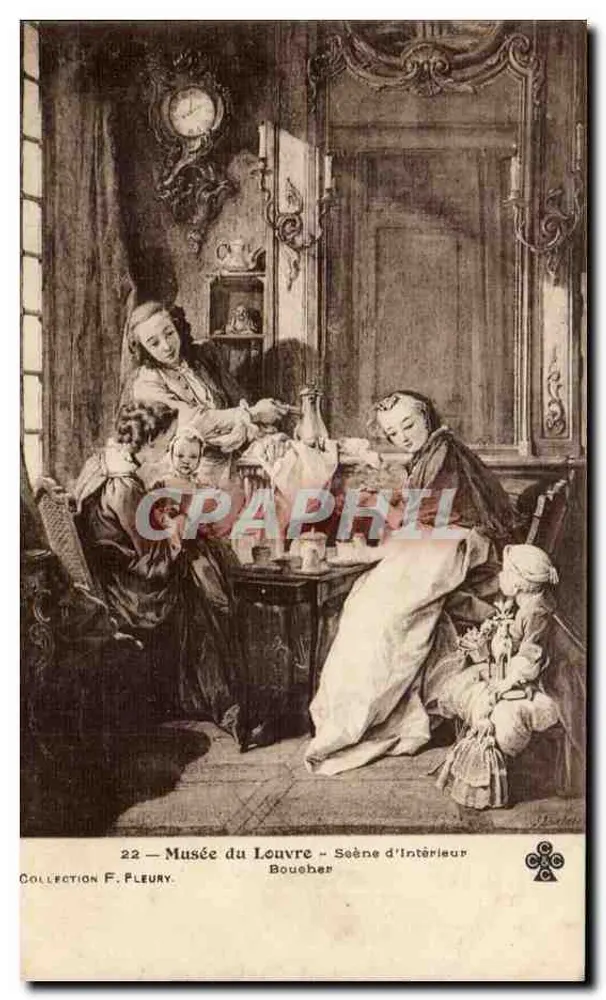 Museu do Louvre — Cena de Interior — Boucher — Coleção F. Fleury, n°22 - Frente