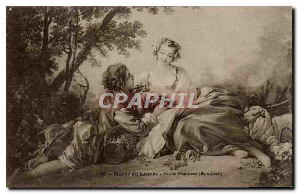 Museo del Louvre — Tema pastoril (Boucher) — Colección F. Fleury - Anverso