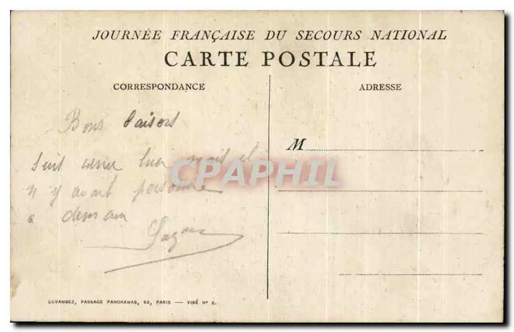 Cena de multidão — Desenho de H. de Groux — Edição da Jornada Francesa do Socorro Nacional - Verso