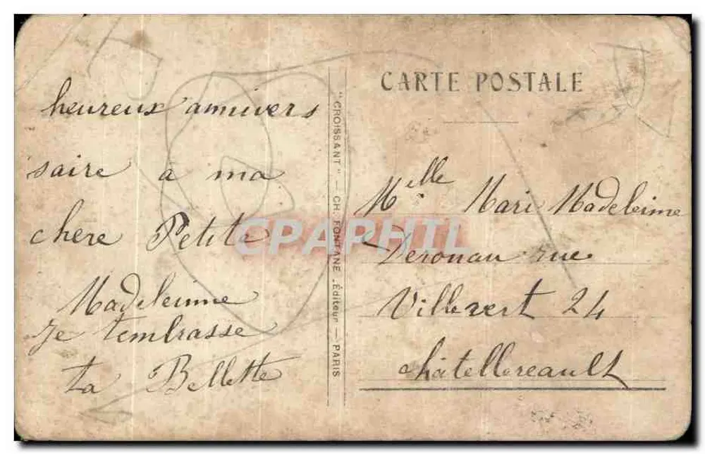 Estátua de mulher e criança — com buquê de rosas — editor Choisissant n°241 - Verso