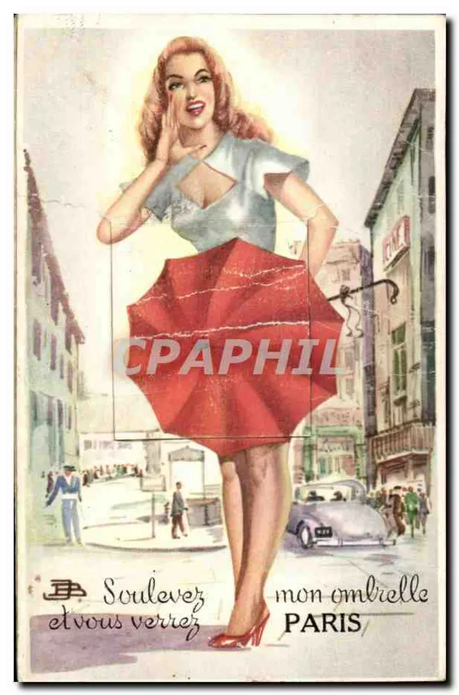 Paris — scène de rue avec femme tenant un parapluie — M.D. PARIS - Vorderseite