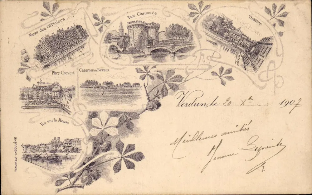 Verdun — Ansicht der Meuse, Offizierskasino, Chaussée-Turm, Theater — TONGIMED-ANGOULÊME - Vorderseite