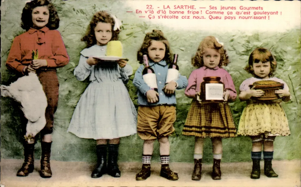 Fünf Kinder — Junge Gourmets der Sarthe — Foto - Foto - Verlag Blondouay, Mans - Vorderseite