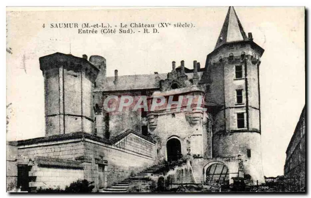 Saumur (M.-et-L.) — O Castelo (século XV) — Entrada (Lado Sul) — R. D. - Frente