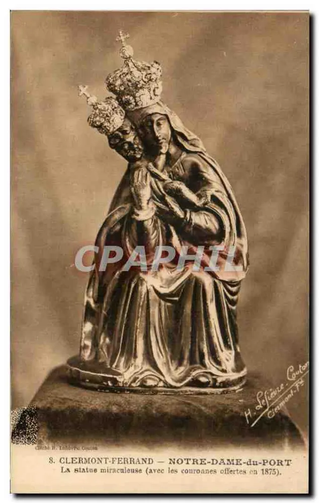 Clermont-Ferrand — Notre-Dame-du-Port — wundersame Statue mit 1875 gespendeten Krönungen — H. Lefèvre, Clermont-Ferrand - Vorderseite