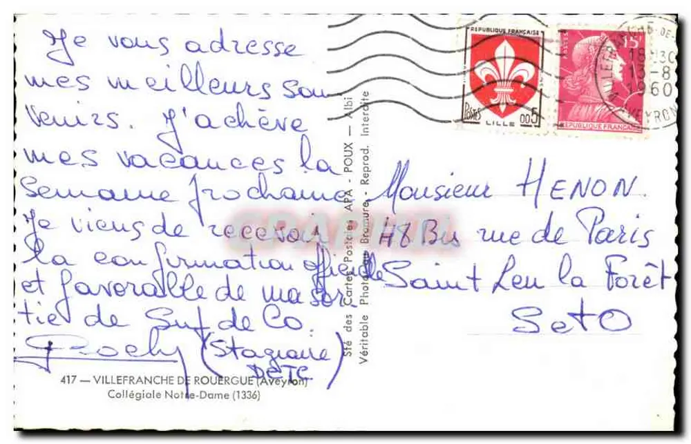 Villefranche-de-Rouergue — Kollegiate Notre-Dame — Verleger APA - Rückseite