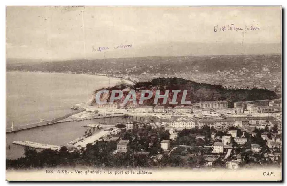Nice - Vista geral - O porto e o castelo — CAP, n° 168 - Frente