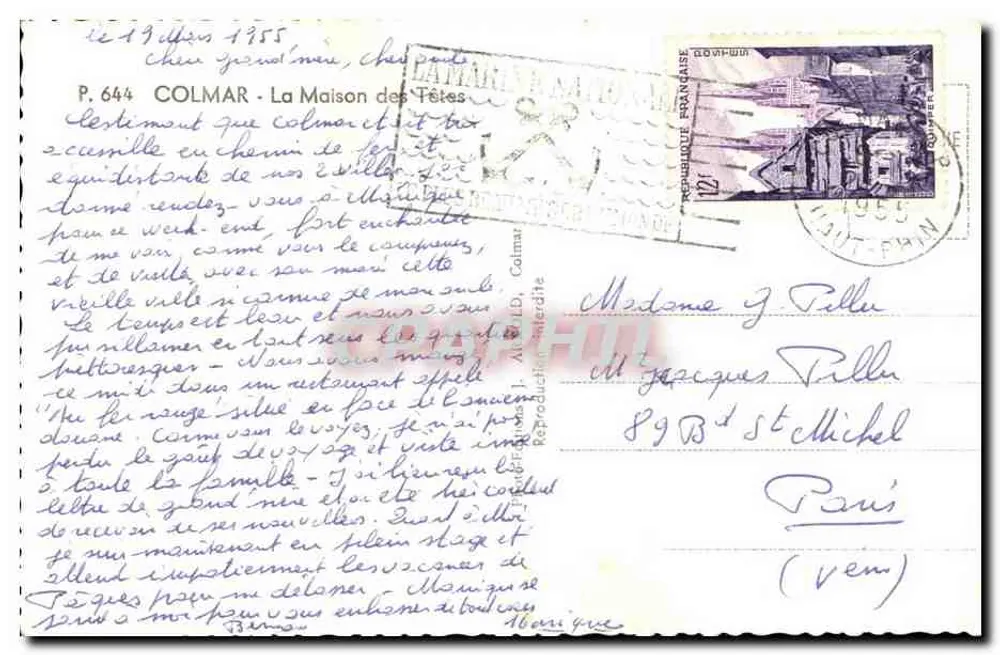 Colmar - A Casa das Cabeças — editor anônimo, n° de série P.644 - Verso