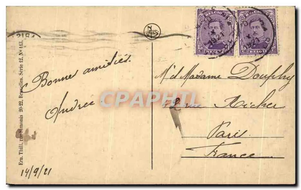 Bruges - Palácio do Franc — N. Leys, n° 143 - Verso