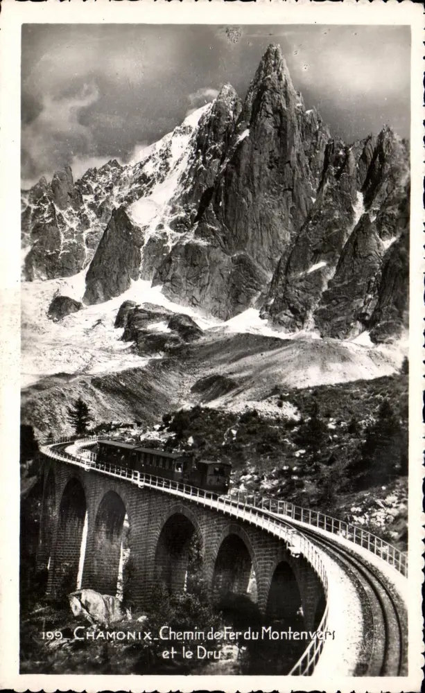 Chamonix — Trem do Montenvers e o Dru — Sociedade Gráfica Neuchâtel - Frente