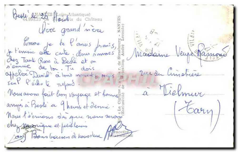 Castelo de Nantes — vista das torres redondas e do ponte — editor La Cigogne, n° 44.998.25 - Verso
