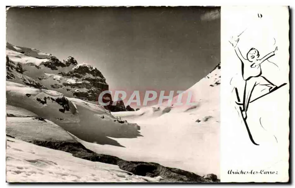 उर्सेच-लेस-कारोज़ - बर्फ से ढका पर्वतीय दृश्य और एक स्कीयर - एडीशन जी. मूशेट - आगे