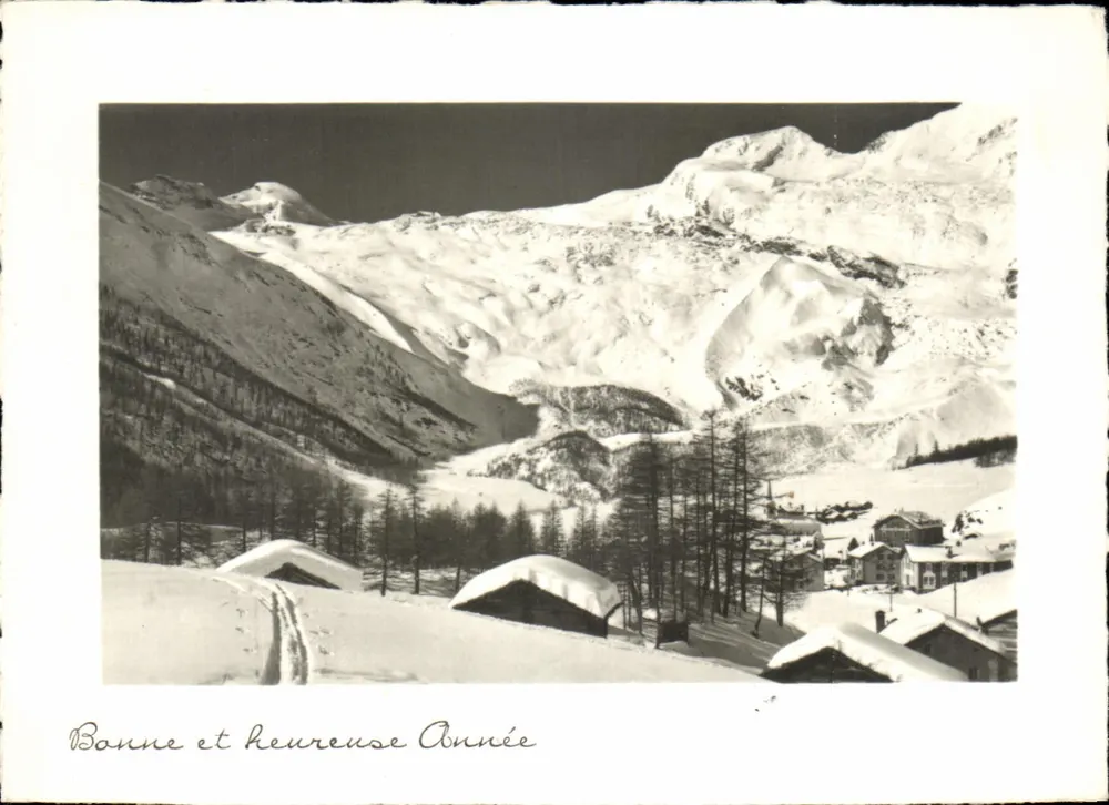 Schneebedecktes Alpenlandschaft — Saisonal — PENSION ALPINA O. ZURBEIGGEN, Saas-Fee (VS) - Vorderseite