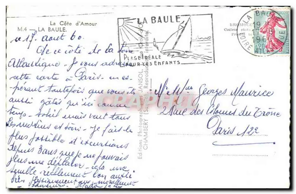 La Baule — Lembrete de La Baule — Jansol - Verso