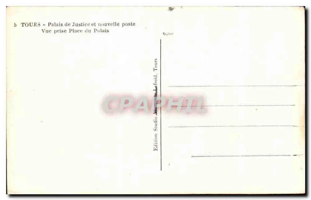 Tours — Palácio da Justiça e nova estação — Edição Studio Tournel, Tours - Verso