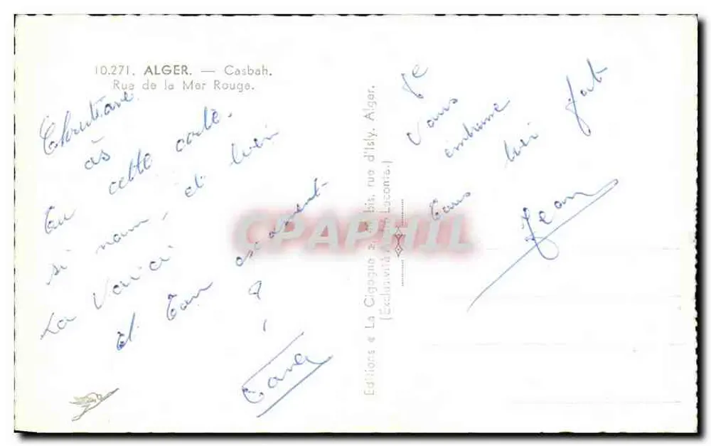 Algerien — Kasbah, Rue de la Mer Rouge — Éditions La Cigogne, n° 10.271 - Rückseite