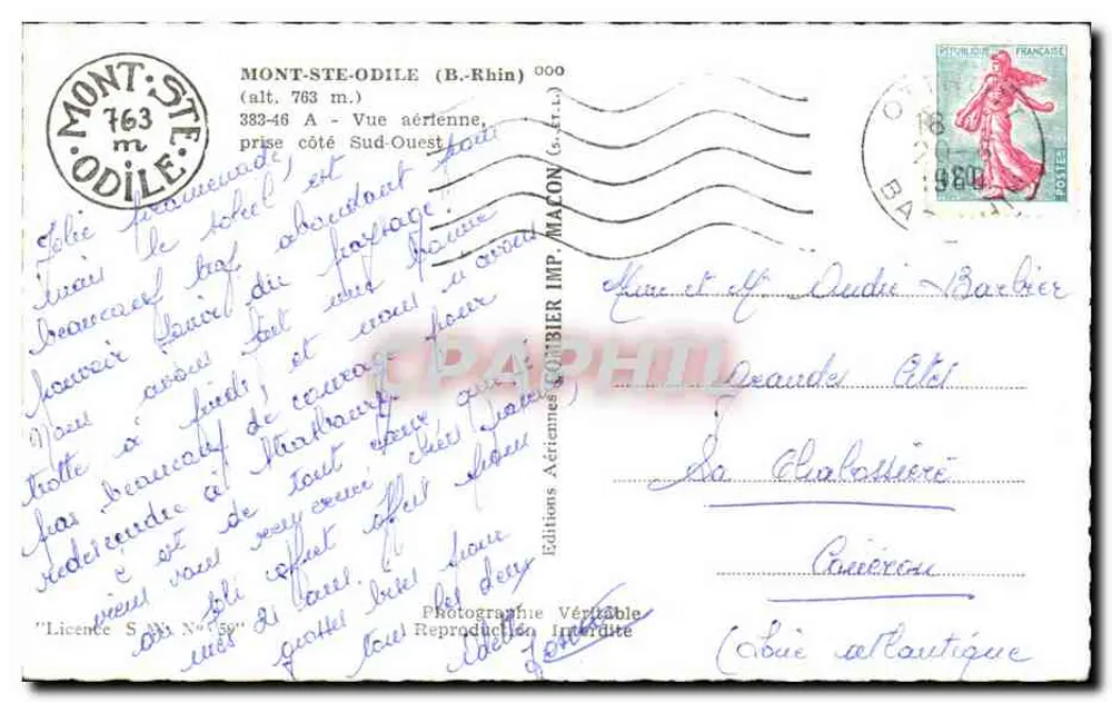 Mont-Sainte-Odile — Luftbild von der Südwestseite — Éditions Aériennes Macon - Rückseite