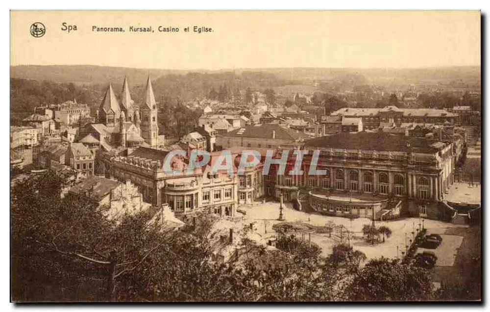 Spa — Panorama, Kursaal, Casino und Kirche — Ern. Thill, Brüssel, Serie 18, Nr. 7 - Vorderseite