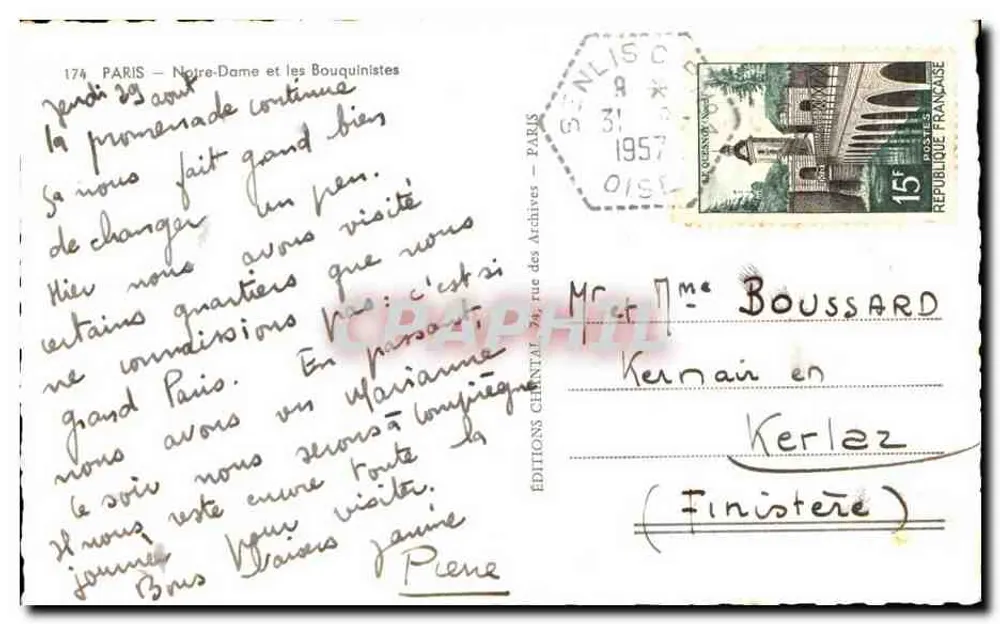 Nossa Senhora de Paris — vista da Sena — Éditions Chantal - Verso