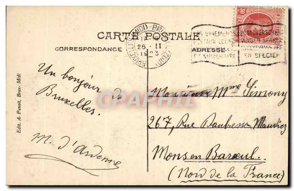Brüssel - Bahnhof Nord — Verleger Aibert, Nr. 60 - Rückseite