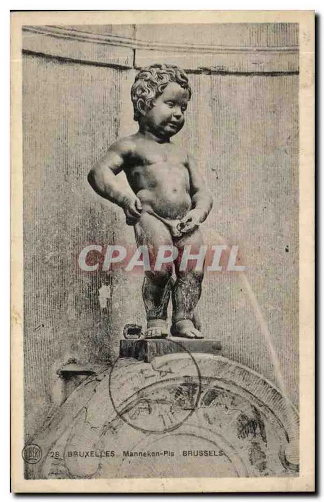 Manneken-Pis em Bruxelas — editor A. Penoit, Bruxelas, n°28 - Frente