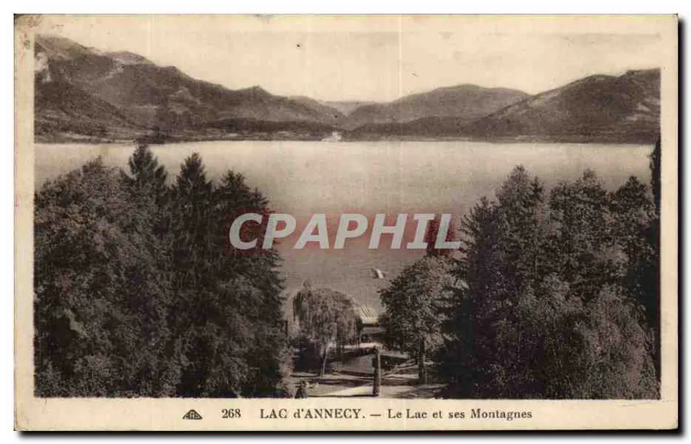 LAC D'ANNECY — Blick auf den See und seine Berge — C.P. Photomechanisch - Stilssround-Chilti - Vorderseite