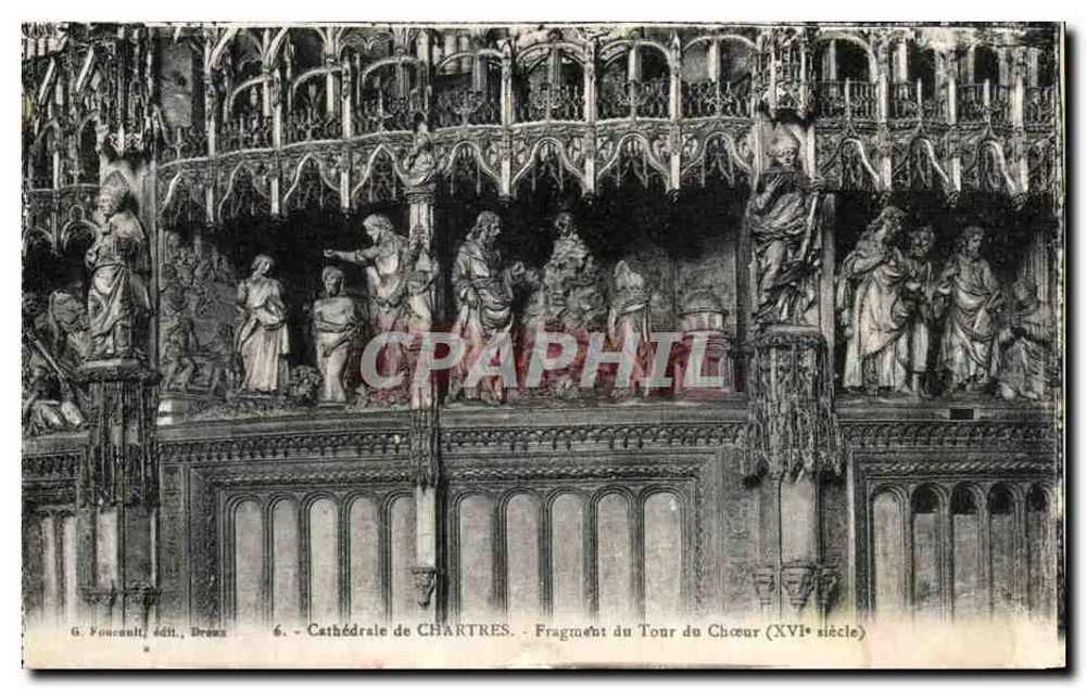 Kathedraal van Chartres — Fragment van het Tour du Chœur (16e eeuw) — G. Foncoul, uitgever, Brussel - Voorkant