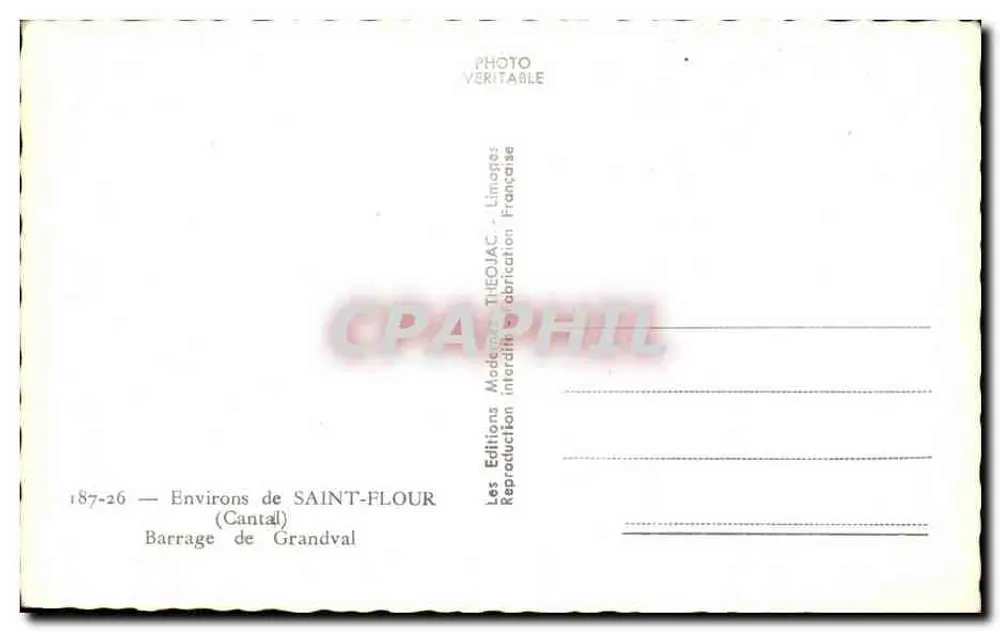 Barragem de Grandval — Environs de SAINT-FLOR (Cantal) — Les Editions Moderne Théoljac - Verso