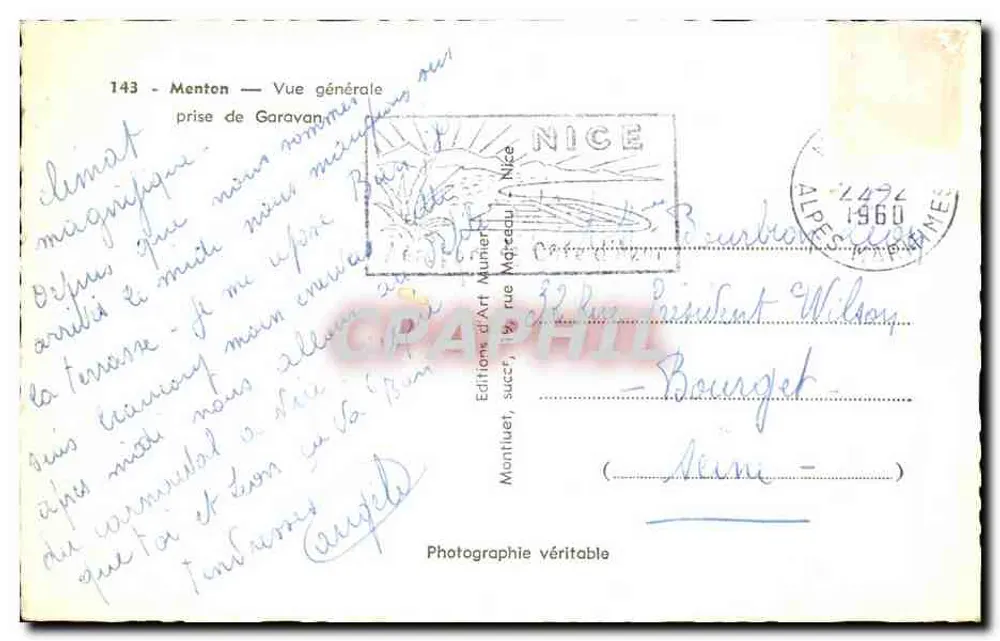Menton — Ogólny widok z Garavan — MUNIER - Rewers
