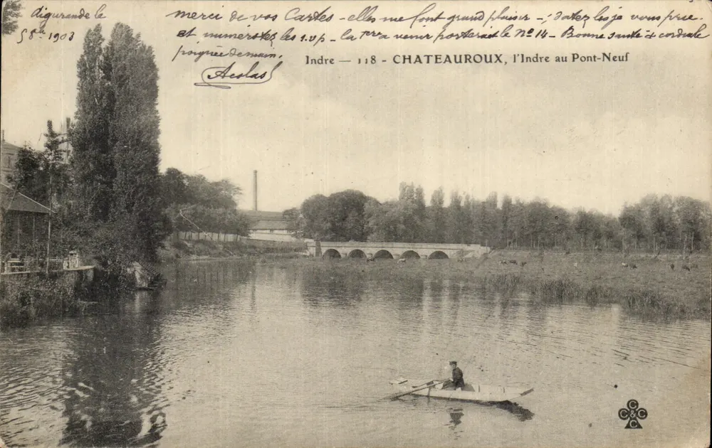 Châteauroux, o Indre no Pont-Neuf — Indre — 118 — editor Ascalas - Frente