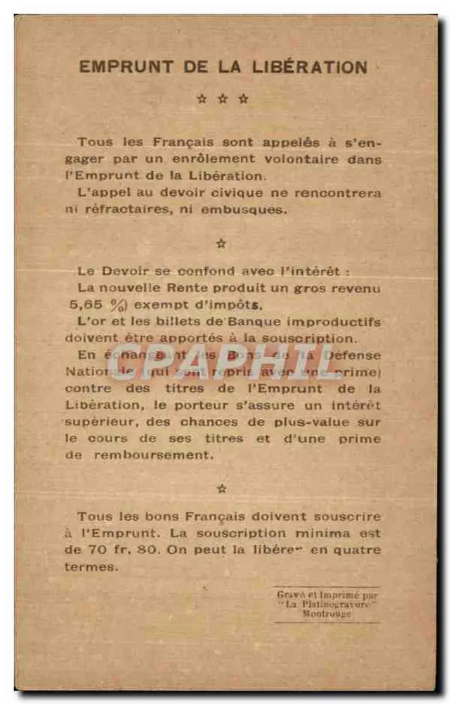 General Foch — Marschall der Befreiung — Verlag: La Platinogravure, Montrouge - Rückseite