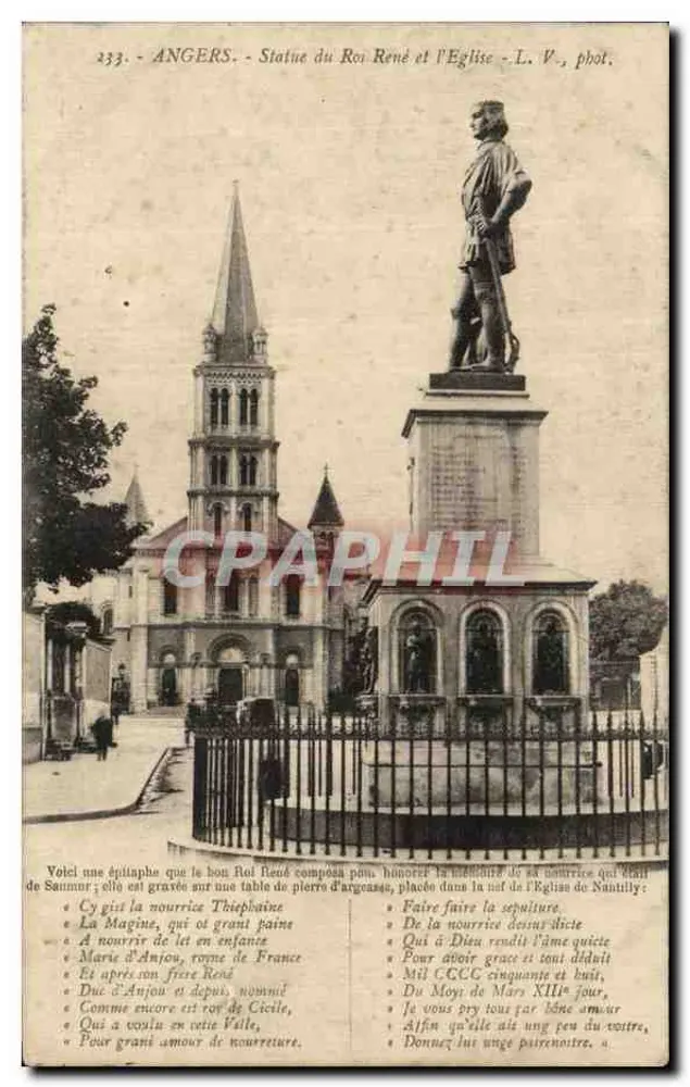 Angers - Statue des Königs René und die Kirche - L. V. phot. - Vorderseite