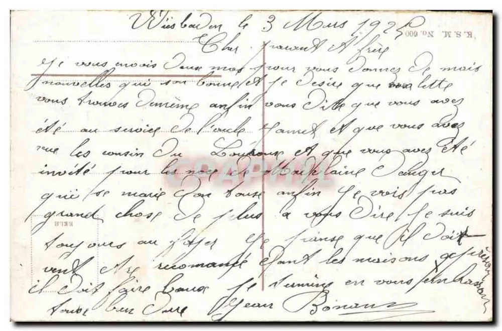 Mayence — Most Główny — widok miasta i rzeki — wydawca R.S.K. n° 609 - Rewers