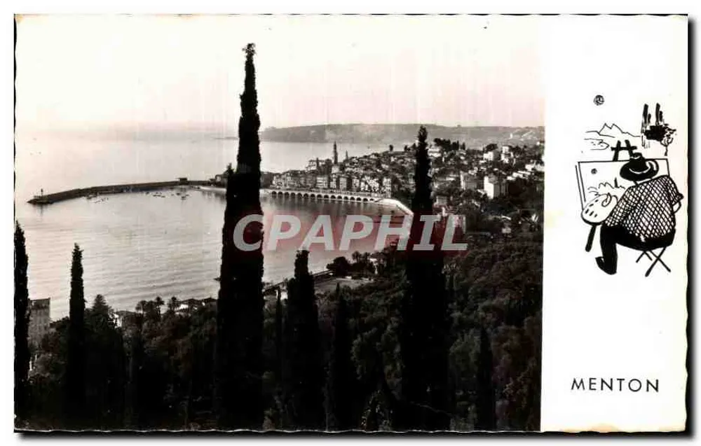 Menton — Vista geral tirada de Garavan — Éditions d'Art Montillet - Frente