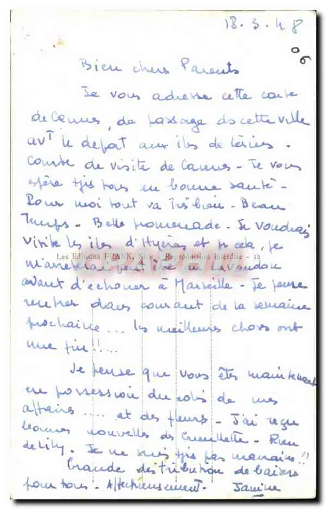 Cannes — A Croisette — Les Éditions FERREK, Nice - Verso