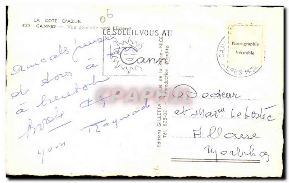 Cannes — Vista generale verso l'Estérel — Edizioni Gilletta - Verso