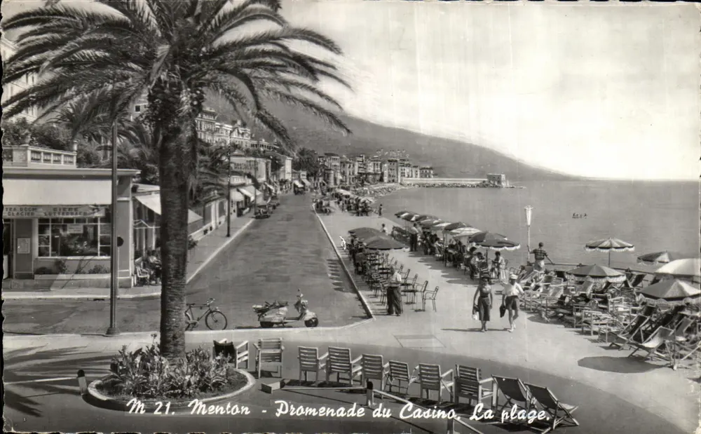 Menton - Promenade des Casinos. Der Strand — M. 21 — Éd. S.I.C.A. Menton - Vorderseite