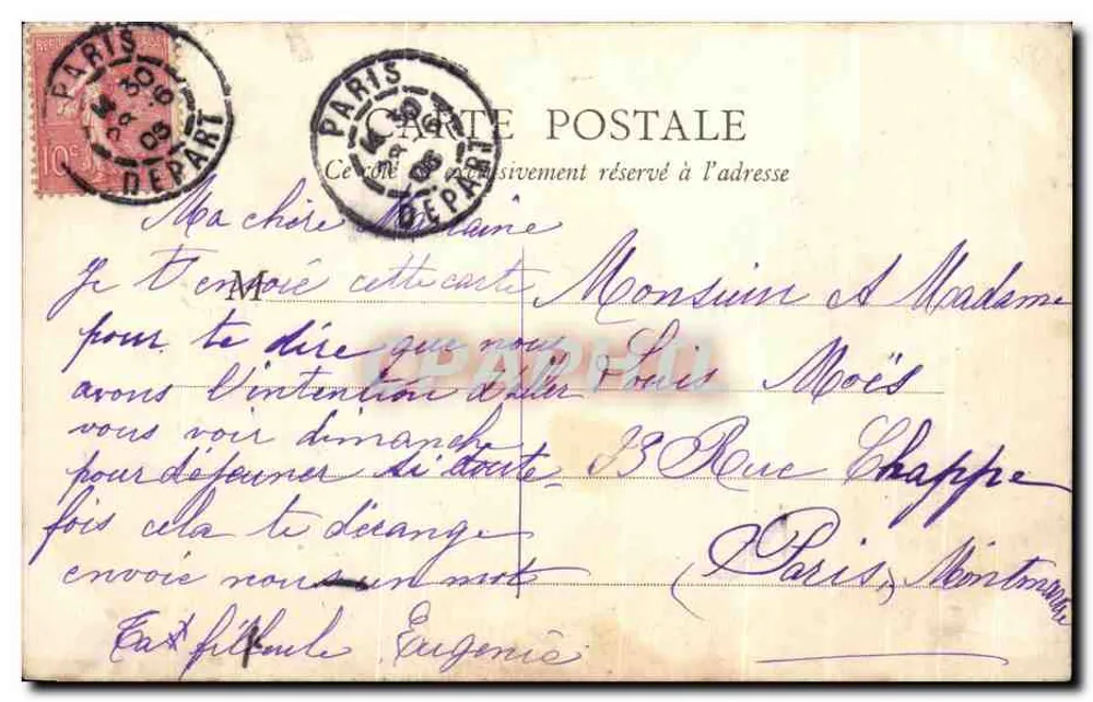 Fontainebleau — Salão de espera — B. F., Paris - Verso