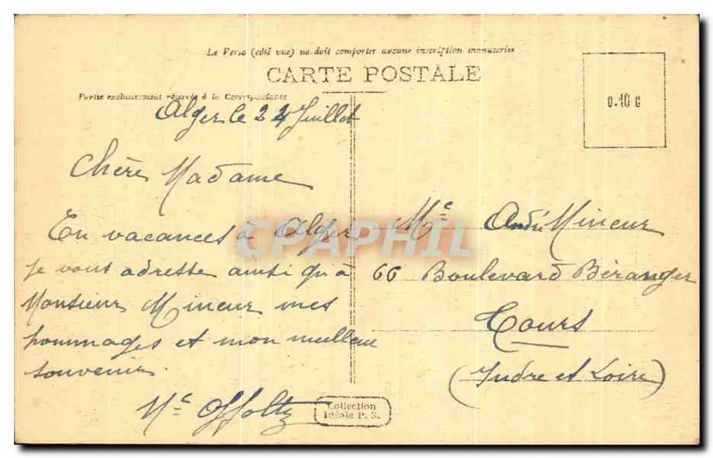 Ein Bordj in einer Palmenhain — Algerien — Verlag unbekannt, Serie 3 - Rückseite
