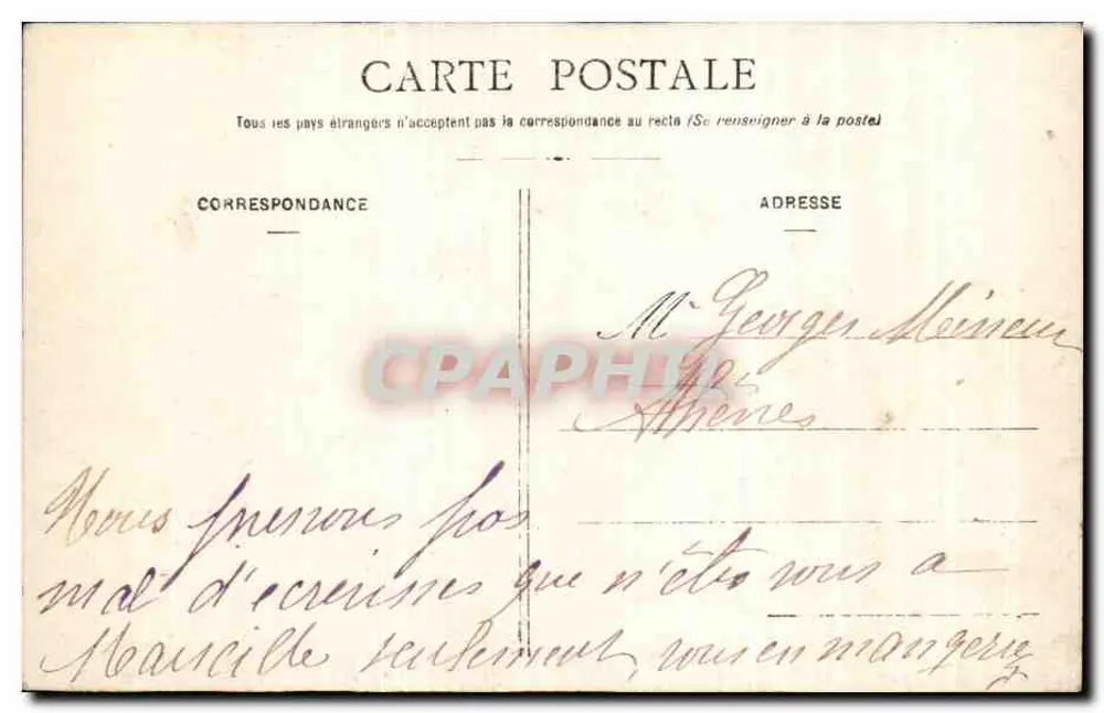 Escada e balcão vegetalizados — vista da rua — Carte postale CPAH - Verso