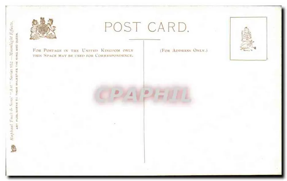 UMA NOITE PACÍFICA — Fotografia de Col. Stuart Wortley — Raphael Tuck & Sons, 'Série A' 952 - Verso