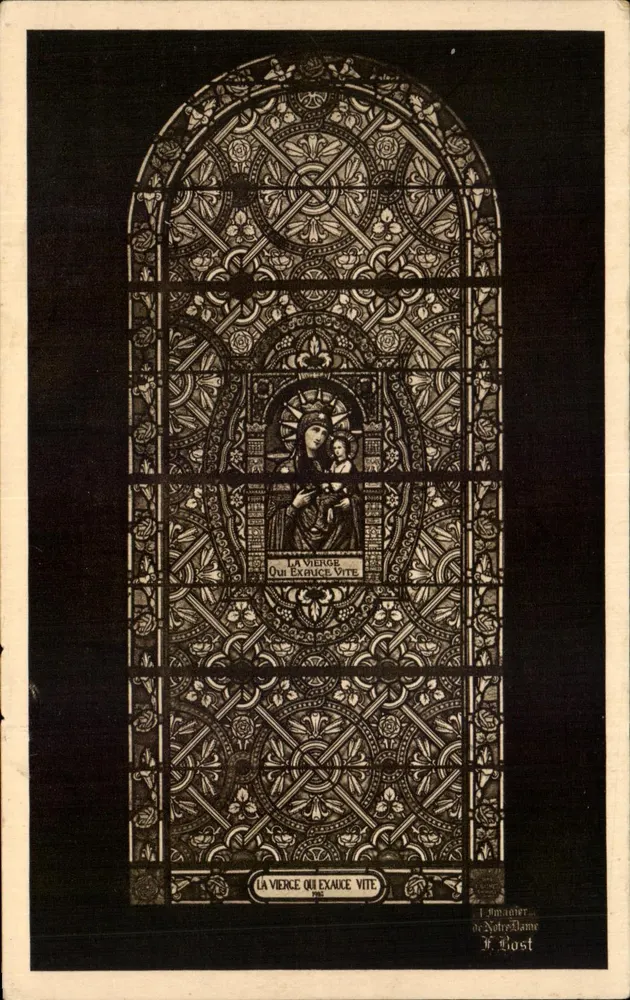Die Schnellhelfende Jungfrau — Glasfenster der ehemaligen Kirche von Vichy (Allier) — F. Host - Vorderseite